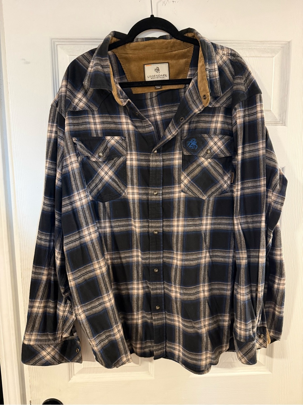 Legendary Whitetails Blue and Beige Plaid Flannel Shirt